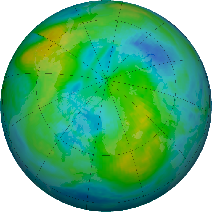 Arctic ozone map for 18 October 1987